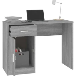 vidaXL Bureau met kast en lade 100x40x73 cm bewerkt hout grijs sonoma