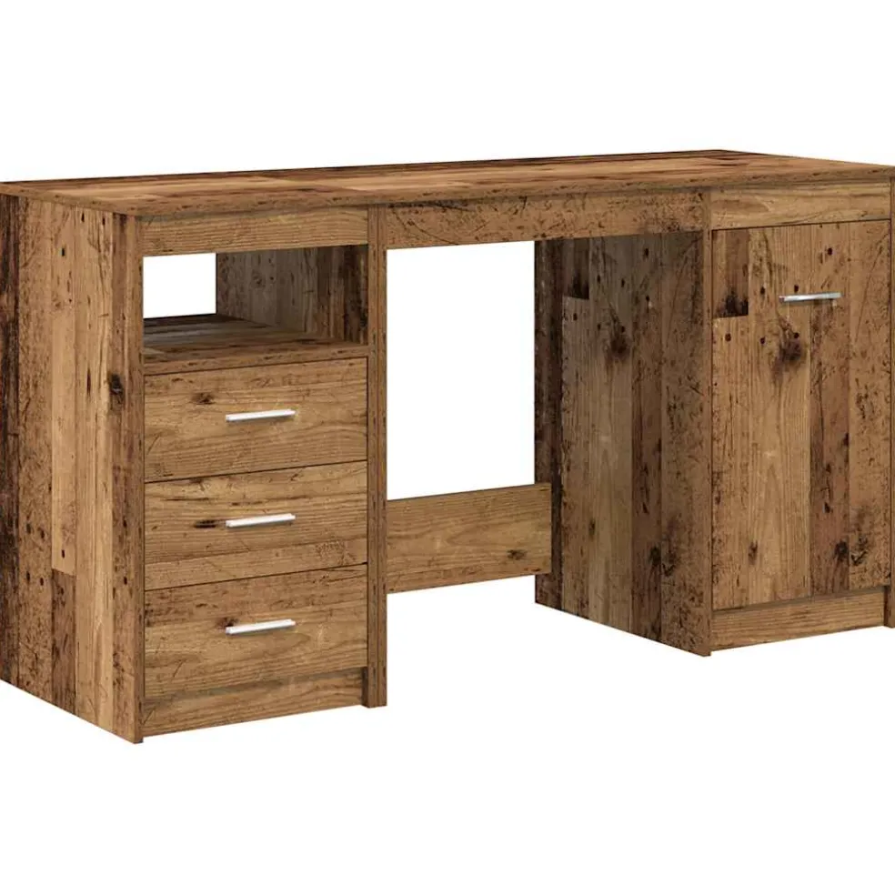 vidaXL Bureau met kast Oud hout Bewerkt hout
