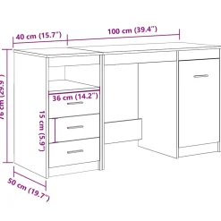 vidaXL Bureau met kast Oud hout Bewerkt hout
