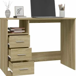 vidaXL Bureau met lades 102x50x76 cm bewerkt hout sonoma eikenkleurig