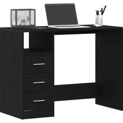 vidaXL Bureau met lades 102x50x76 cm bewerkt hout zwart eikenkleur