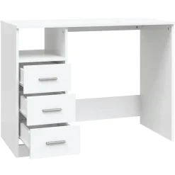 vidaXL Bureau met lades 102x50x76 cm bewerkt hout wit