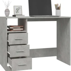 vidaXL Bureau met lades 102x50x76 cm bewerkt hout betongrijs