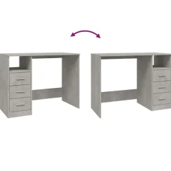 vidaXL Bureau met lades 102x50x76 cm bewerkt hout betongrijs