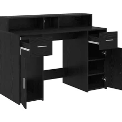 vidaXL Bureau met lade Zwart eiken 120 x 55 x 91 cm Bewerkt hout