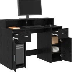 vidaXL Bureau met lade Zwart eiken 120 x 55 x 91 cm Bewerkt hout