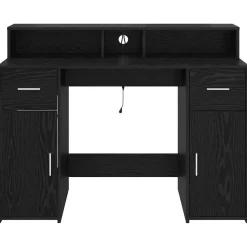 vidaXL Bureau met lade Zwart eiken 120 x 55 x 91 cm Bewerkt hout