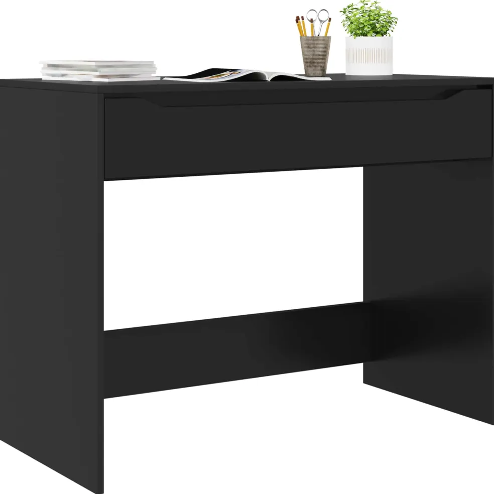 vidaXL Bureau met lade Zwart 100 x 50 x 78 cm Geconstrueerd hout