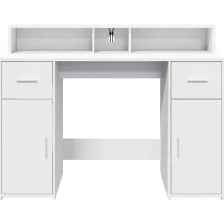 vidaXL Bureau met LED-verlichting 120x55x91 cm bewerkt hout wit