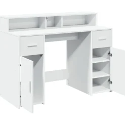 vidaXL Bureau met LED-verlichting 120x55x91 cm bewerkt hout wit
