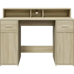 vidaXL Bureau met LED-verlichting 120x55x91 cm hout sonoma eikenkleur