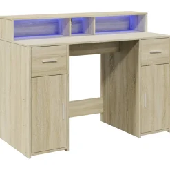 vidaXL Bureau met LED-verlichting 120x55x91 cm hout sonoma eikenkleur