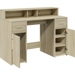vidaXL Bureau met LED-verlichting 120x55x91 cm hout sonoma eikenkleur