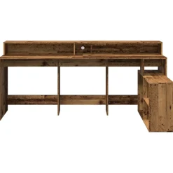 vidaXL Bureau met LED-verlichting 200x104x91 cm bewerkt hout oud hout