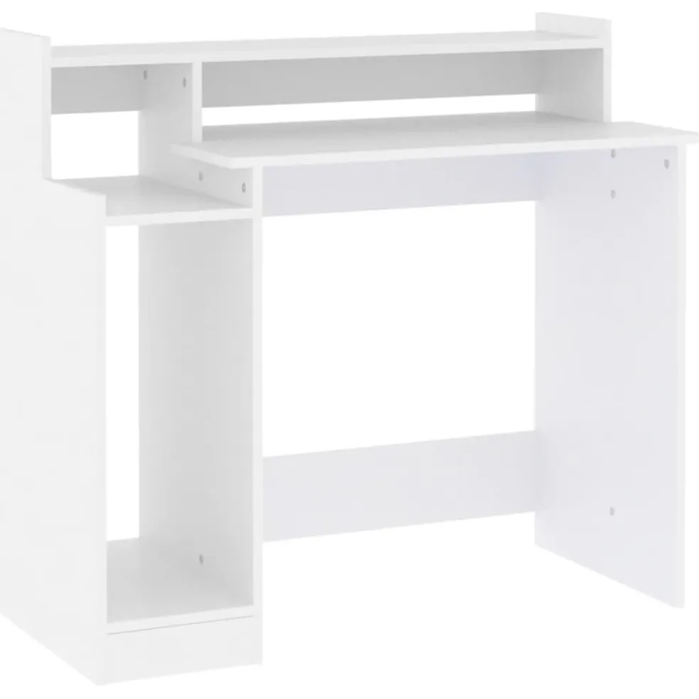 vidaXL Bureau met LED-verlichting 97x45x90 cm bewerkt hout wit