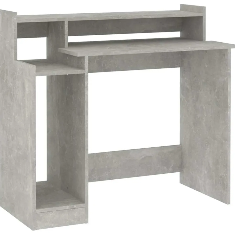 vidaXL Bureau met LED-verlichting 97x45x90 cm bewerkt hout betongrijs