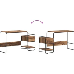 vidaXL Bureau met opbergruimte Oud hout 131,5 x 50 x 75,5 cm