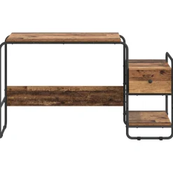 vidaXL Bureau met opbergruimte Oud hout 131,5 x 50 x 75,5 cm
