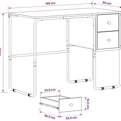 vidaXL Bureau met opbergruimte Sonoma Eiken 100 x 50 x 75 cm
