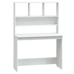 vidaXL Bureau met schappen 102x45x148 cm bewerkt hout wit