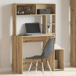 vidaXL Bureau met schappen 100x45x140 cm bewerkt hout artisanaal eiken