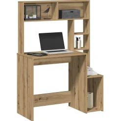vidaXL Bureau met schappen 100x45x140 cm bewerkt hout artisanaal eiken