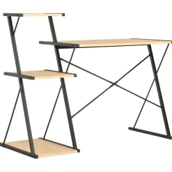vidaXL Bureau met schap 116x50x93 cm zwart en eikenkleurig