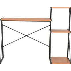 vidaXL Bureau met schap 116x50x93 cm zwart en bruin