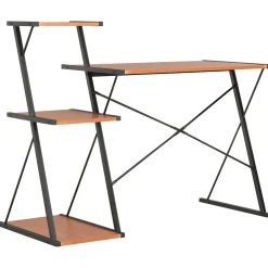 vidaXL Bureau met schap 116x50x93 cm zwart en bruin