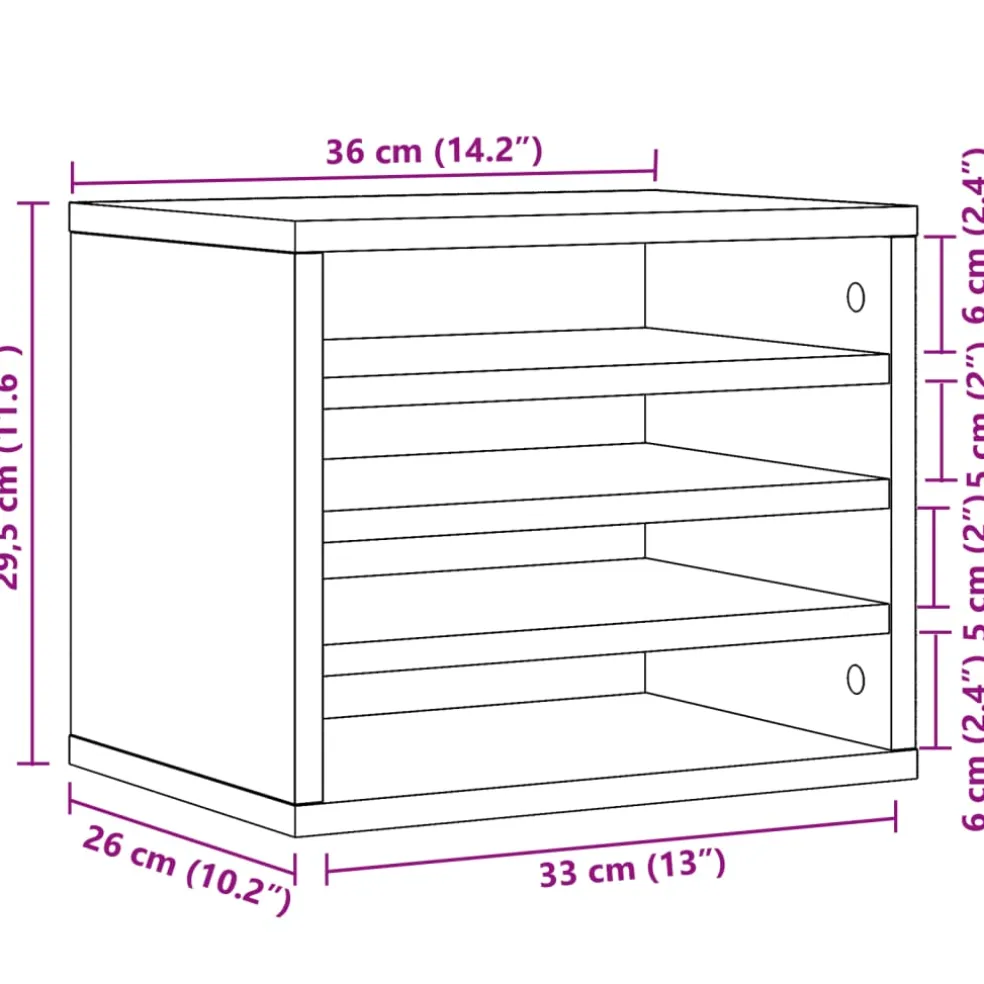vidaXL Bureau organiser 36x26x29,5 cm bewerkt hout wit