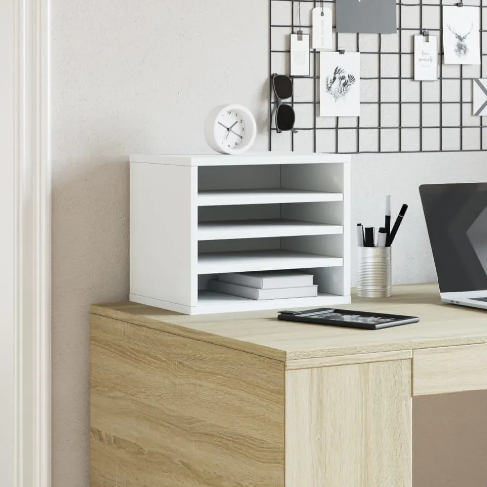 vidaXL Bureau organiser 36x26x29,5 cm bewerkt hout wit