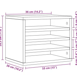 vidaXL Bureau organiser 42x21,5x42 cm bewerkt hout grijs sonoma eiken