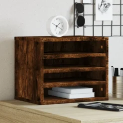 vidaXL Bureau organiser 36x26x29,5 cm bewerkt hout gerookt eikenkleur