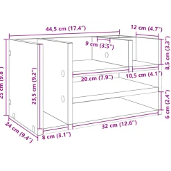 vidaXL Bureau organiser 44,5x24x25 cm bewerkt hout gerookt eikenkleur