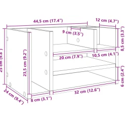 vidaXL Bureau organiser 44,5x24x25 cm bewerkt hout sonoma eikenkleurig