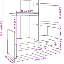 vidaXL Bureau organiser 49x20x52,5 cm bewerkt hout grijs sonoma eiken