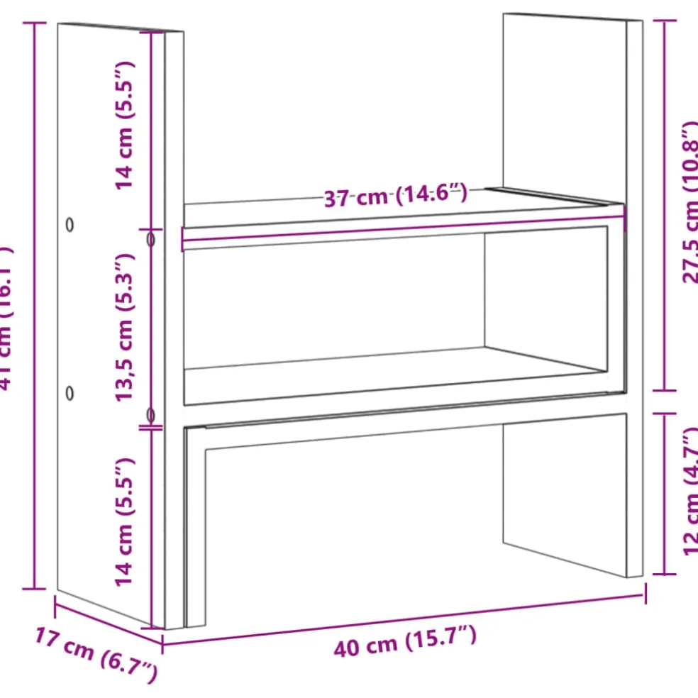 vidaXL Bureau organiser 40x17x41 cm bewerkt hout gerookt eikenkleur
