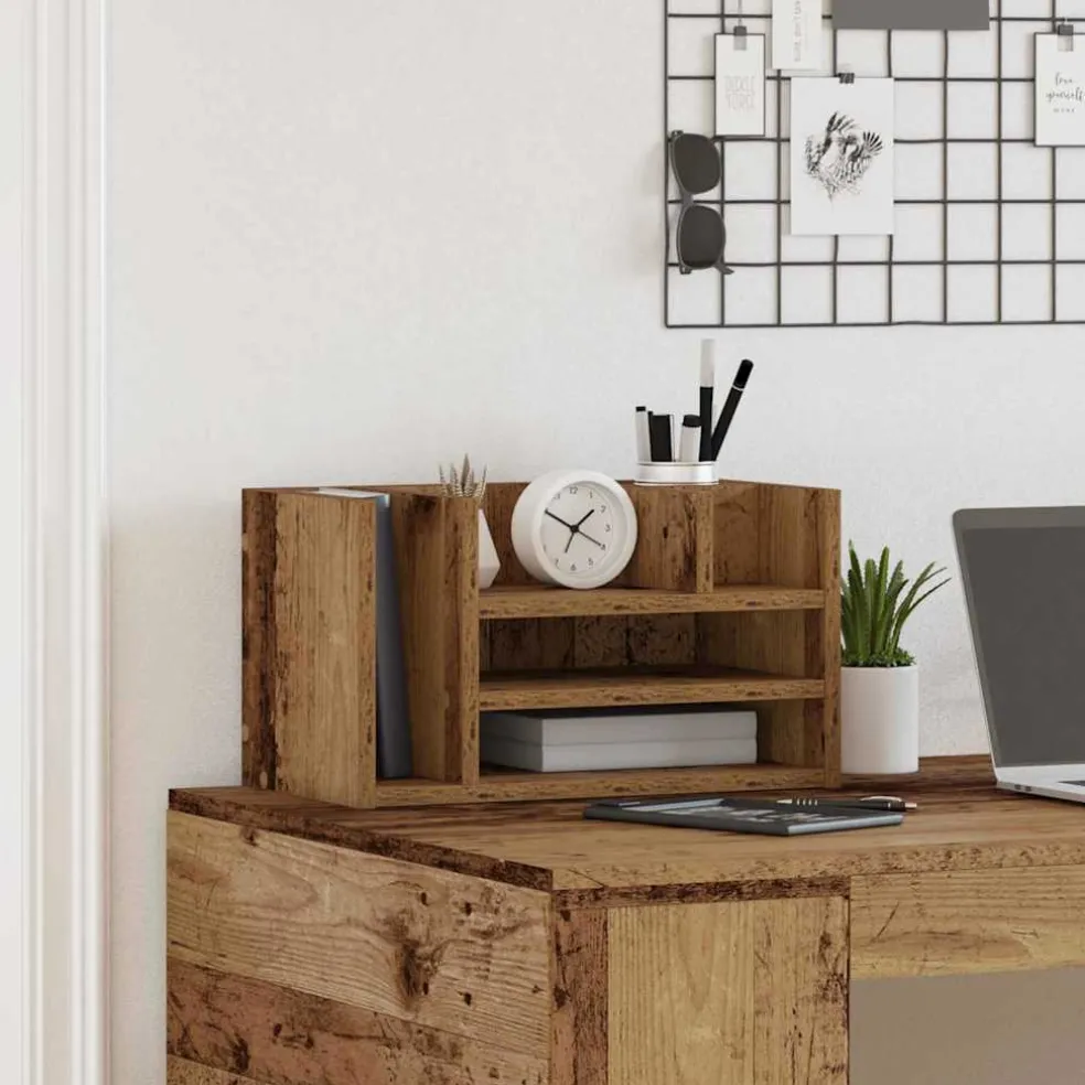 vidaXL Bureau Organizer Oud hout 44,5 x 24 x 25 cm Bewerkt hout