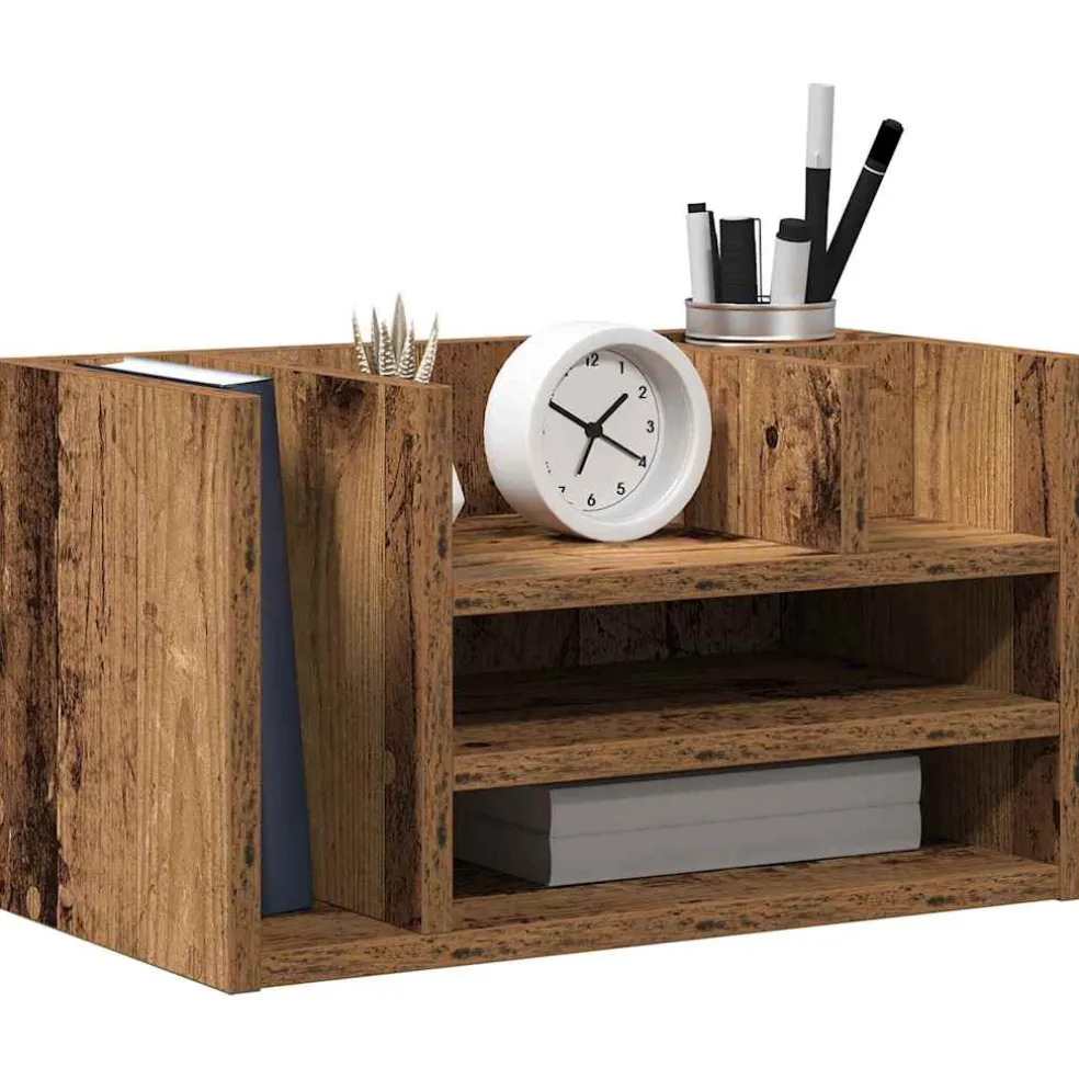 vidaXL Bureau Organizer Oud hout 44,5 x 24 x 25 cm Bewerkt hout