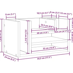 vidaXL Bureau Organizer Oud hout 44,5 x 24 x 25 cm Bewerkt hout