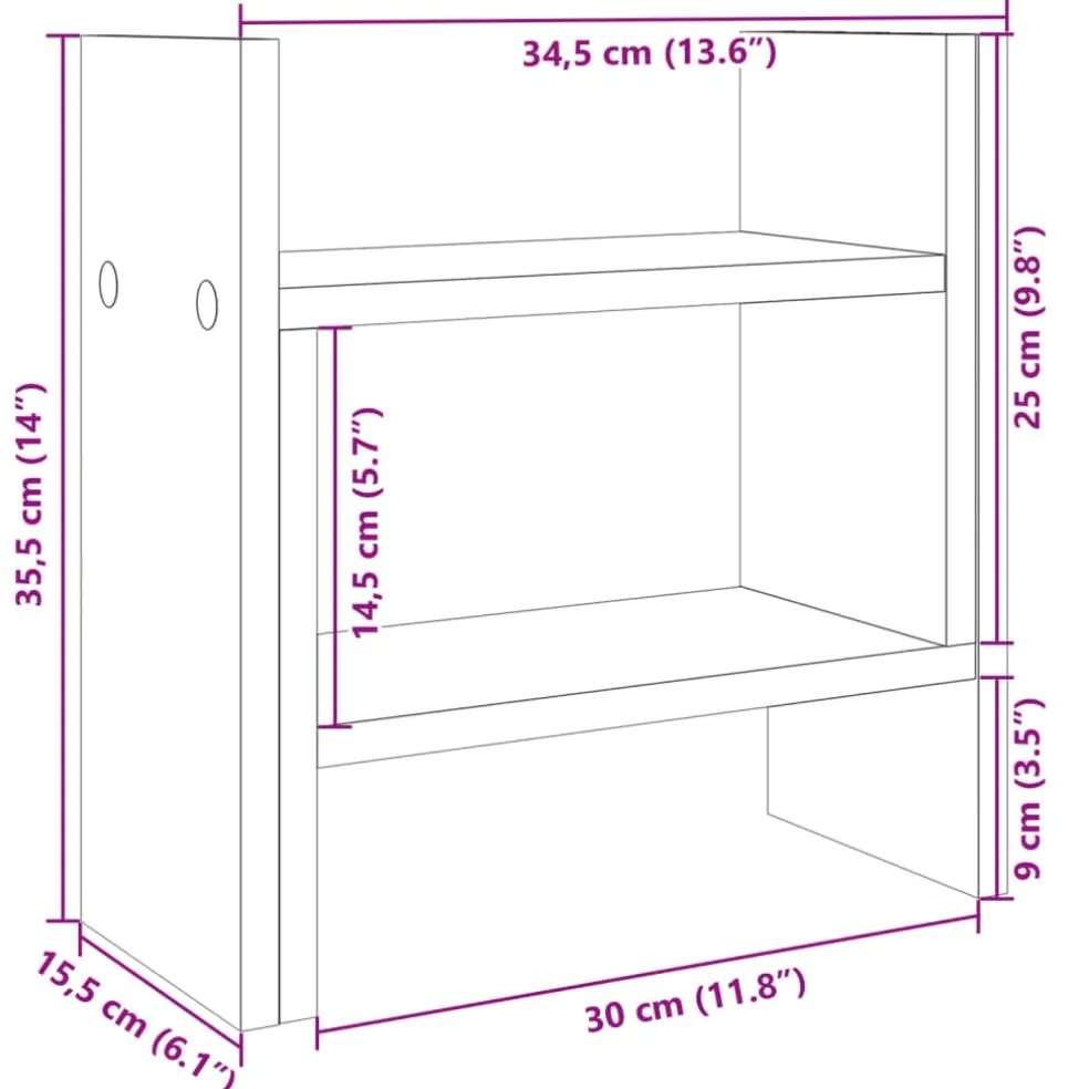 vidaXL Bureau Organizer Wit 34,5 x 15,5 x 35,5 cm Bewerkt hout