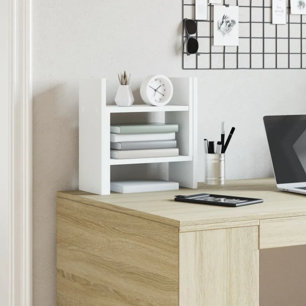 vidaXL Bureau Organizer Wit 34,5 x 15,5 x 35,5 cm Bewerkt hout