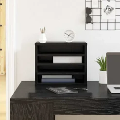 vidaXL Bureau Organizer Zwart eiken 44,5 x 24 x 25 cm Bewerkt hout