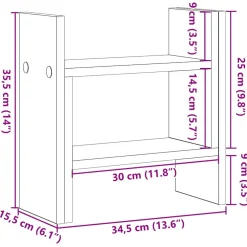 vidaXL Bureau Organizer Zwart eiken 34,5 x 15,5 x 35,5 cm