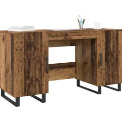 vidaXL Bureau Oud hout Bewerkt hout 140 x 50 x 75 cm