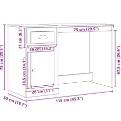 vidaXL Bureau Oud Hout 50 x 115 x 75 cm Bewerkt hout