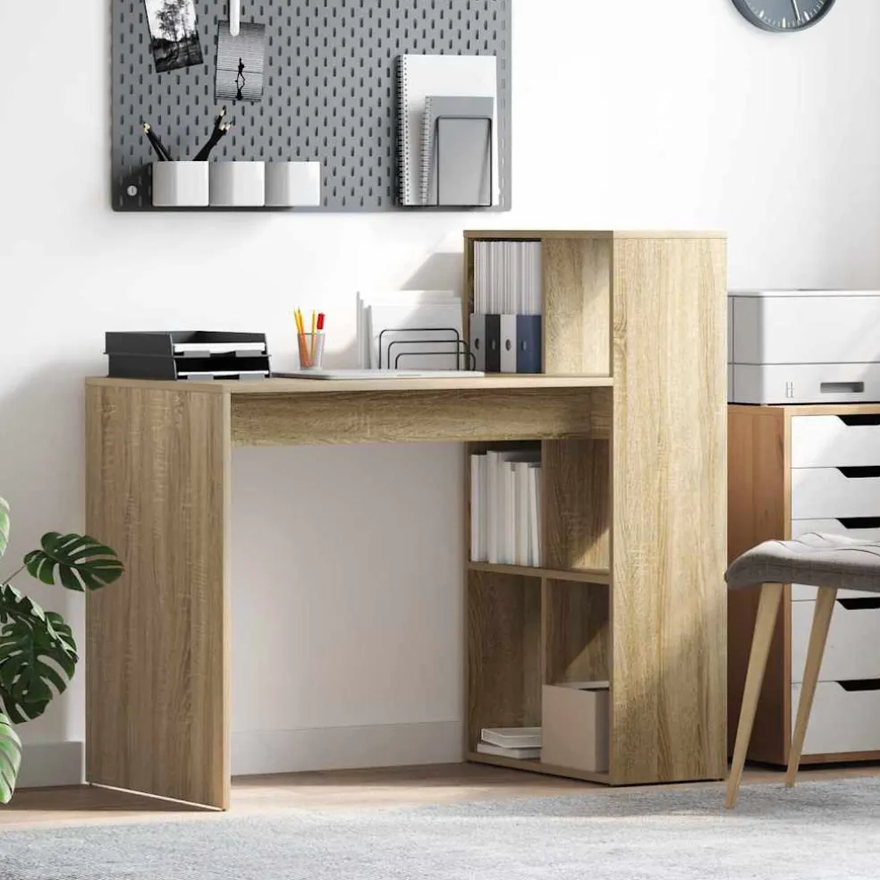vidaXL Bureau Sonoma Eiken Bewerkt hout 108 x 55 x 103.5 cm