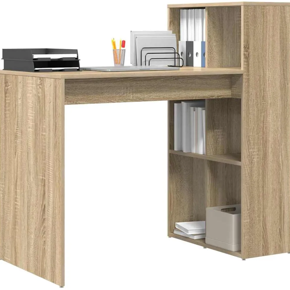 vidaXL Bureau Sonoma Eiken Bewerkt hout 108 x 55 x 103.5 cm