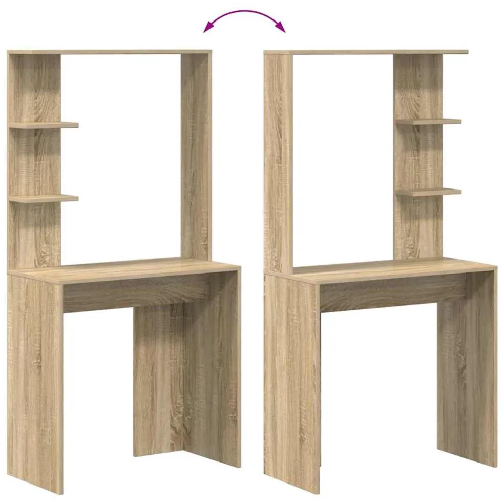 vidaXL Bureau Sonoma Eiken Bewerkt hout 78,5 x 37 x 154,5 cm