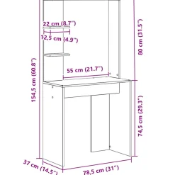 vidaXL Bureau Sonoma Eiken Bewerkt hout 78,5 x 37 x 154,5 cm